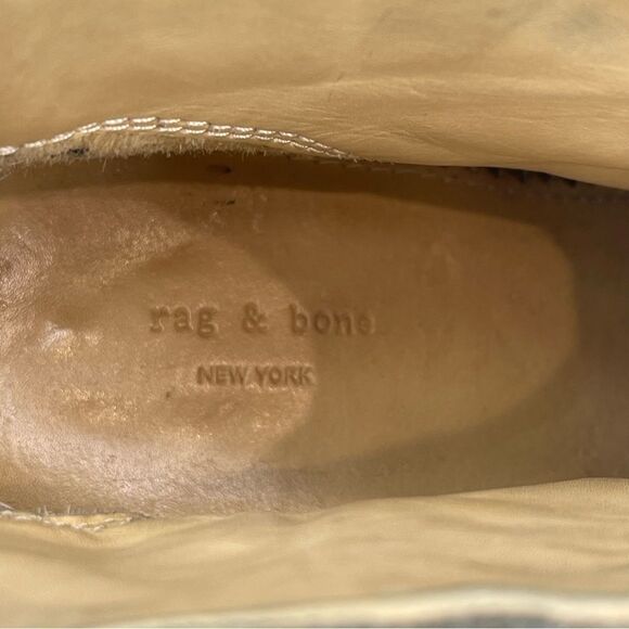 Rag & Bone Newbury Italian Canvas Stonewall Ankle Boot 7.5 Chunky Stacked Heel - Picture 14 of 16